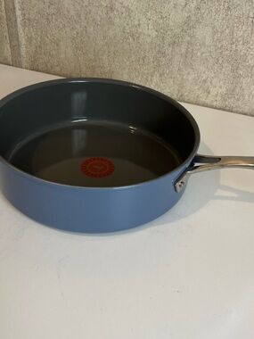 Blue Ceramic Nonstick Sauté Pan with Stainless Handle